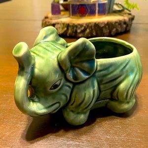 🔥 3 FOR $20 SALE! Green Ceramic Elephant Planter Succulent Pot Boho Decor